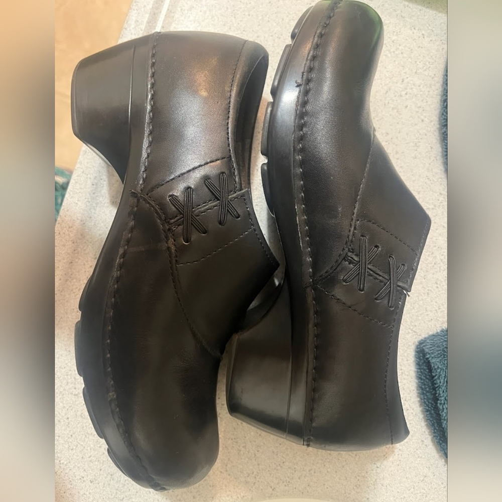 DANSKO Stacie Black Leather Clogs Slip On Work Shoes size 40
